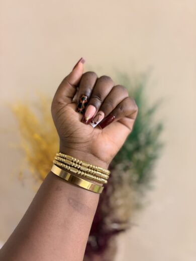 Ball steel Bangle - gold