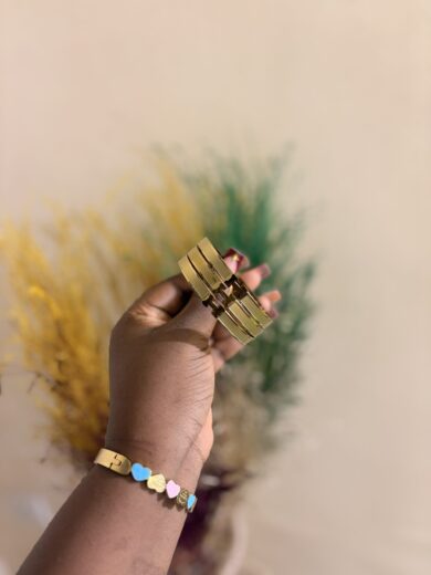H STEEL BANGLE - gold